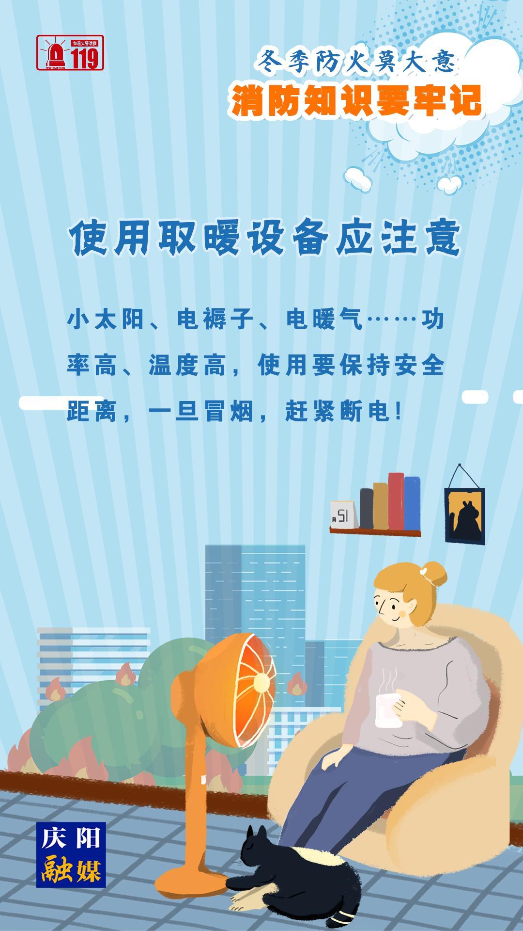 【微海報】冬季防火莫大意，使用取暖設備應注意！