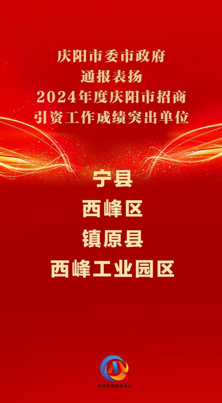 ?【微海報(bào)】慶陽市委市政府通報(bào)表揚(yáng)2024年度慶陽市招商引資工作成績(jī)突出單位